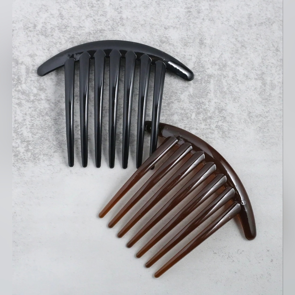 7 Tooth French Twist Comb Plastic Hair Clip Hair Side Combs In Brown & Black